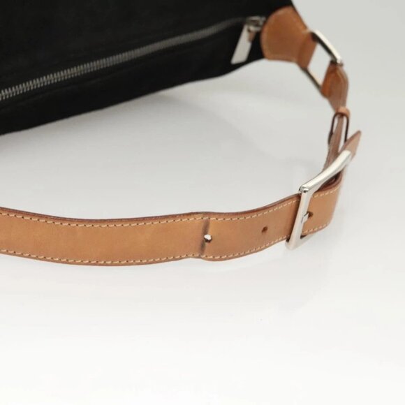 CELINE C Macadam Canvas Shoulder Bag Suede Black Silver Auth 120034 - Picture 8 of 16